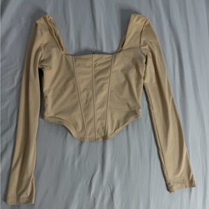ReoRia Tan Long Sleeve Crop Top